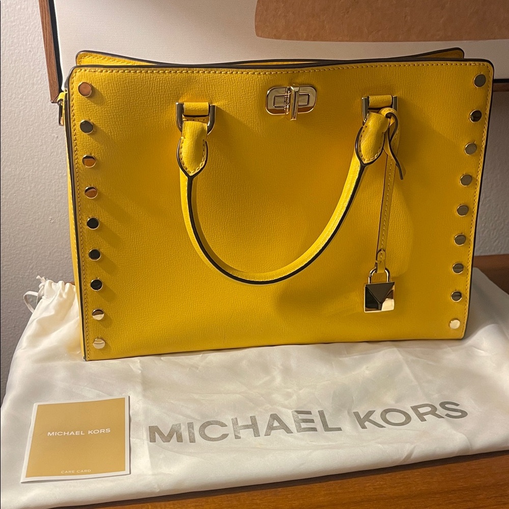 Michael Kors Yellow Studded Satchel